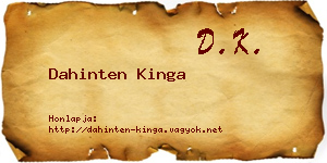 Dahinten Kinga névjegykártya